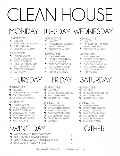 Home Cleaning Schedule