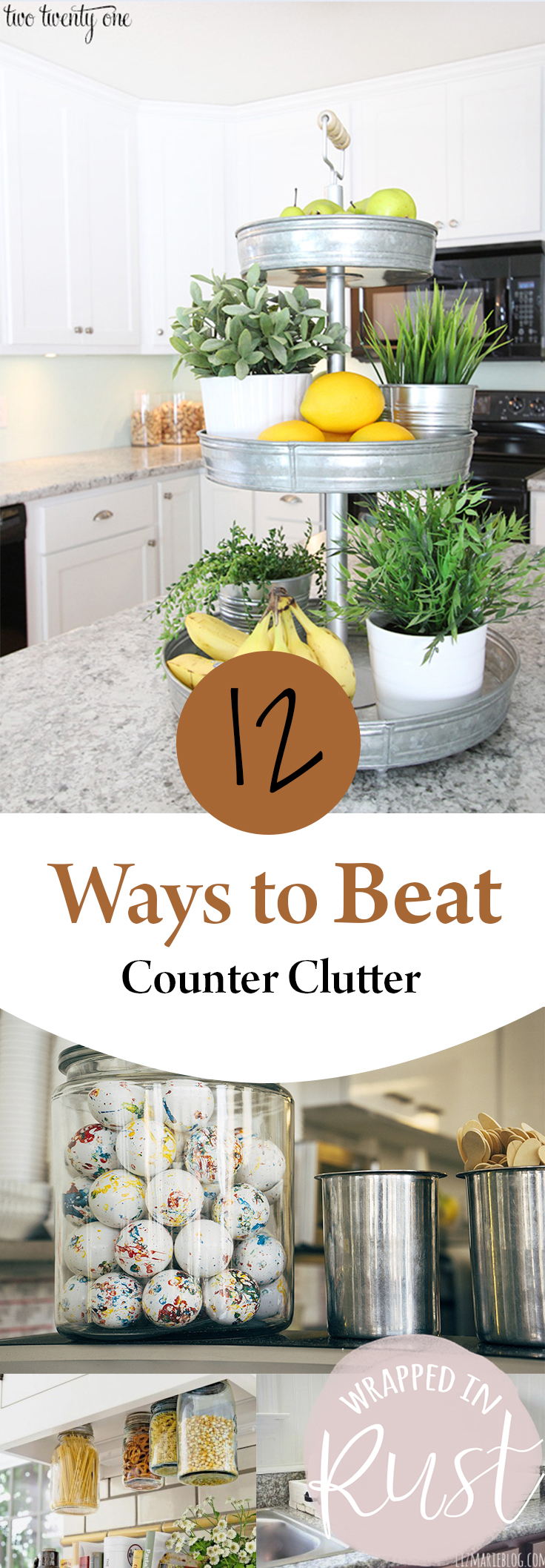 12 Ways to Beat Counter Clutter-Clutter Free Living, Clutter Free Home, Clean Your Home, Organize Your Kitchen, How to Organize Your Counter Tops, Clean Your Countertops, How to Clean Your Kitchen Countertops, Counter Clutter Solutions