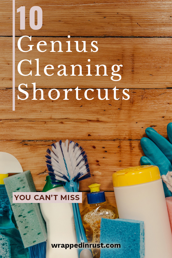 Cleaning can be a drag. Especially when it takes forever! Well, forget that forever with these cleaning shortcuts. Read the post to learn shortcuts for carpet, hardwood floors and more. #cleaningshortcuts #cleaningtipsandtricks, #carpetcleaning #wrqappedinrustblog