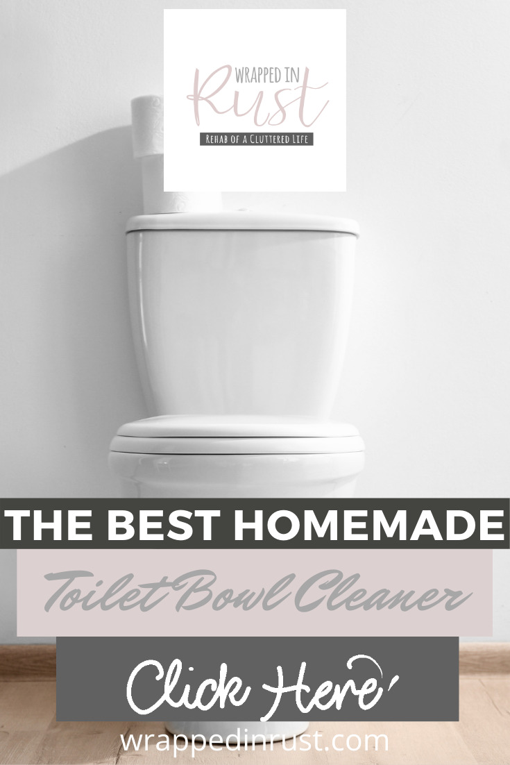 I am a big fan of all natural or homemade products. Just like knowing what I am using. That's why I wanted to share this easy DIY homemade toilet bowl cleaner recipe. All it takes is three ingredients and then put to work. Read the post for the ingredients and how to make instructions. You'll be so glad you did. #homemadetoiletbowlcleaner #homemadecleaningproducts #DIYcleaners #wrappedinrustblog